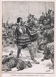 Die Kapitulation von Franz auf dem Schlachtfeld von Pavia 1525